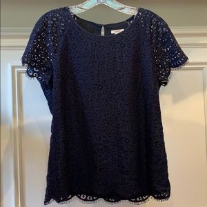 J.Crew lace navy blouse